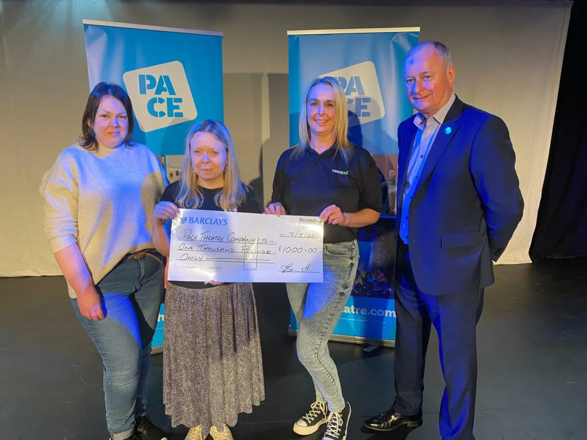 (L-R) Cat Reilly, Marketing Manager and Jenni Mason, Artistic Director for PACE Theatre Company with Dee McGrory, Technical Sales Advisor and Lloyd Phillips, Managing Director of Resapol
